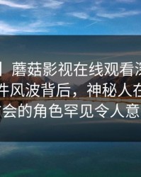 【紧急】蘑菇影视在线观看深度揭秘：热点事件风波背后，神秘人在记者发布会的角色罕见令人意外