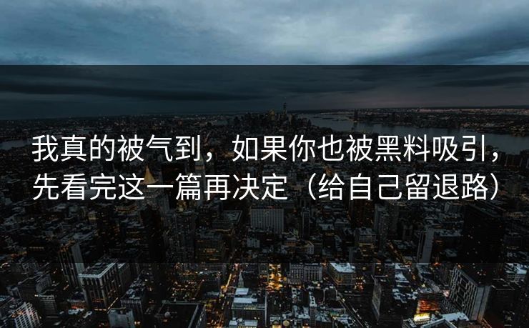 我真的被气到，如果你也被黑料吸引，先看完这一篇再决定（给自己留退路）