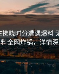 圈内人在拂晓时分遭遇爆料 无法置信，黑料全网炸锅，详情深扒
