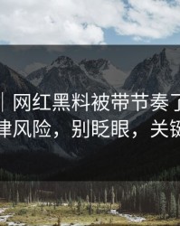 说真的｜网红黑料被带节奏了｜最关键的法律风险，别眨眼，关键在后面