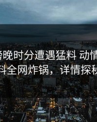 大V在傍晚时分遭遇猛料 动情，51爆料全网炸锅，详情探秘